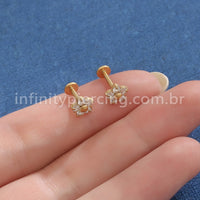 Piercing Labret Aço Cirúrgico Flor Zircônia