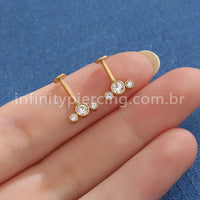 Piercing Labret Invertido Aço Cirúrgico Indiano 3 Zircônia