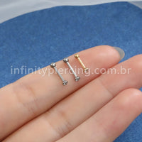 Piercing Minibarbell Australiano Aço Cirúrgico Zircônia