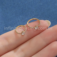 Piercing Argola Titânio Segemento Articulado Zircônia Gota