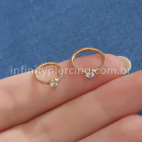 Piercing Argola Titânio Segmento Articulado Zircônia Coração