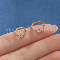 Piercing Argola Segmentada Aço Cirurgico Zircônia Pedra Redonda