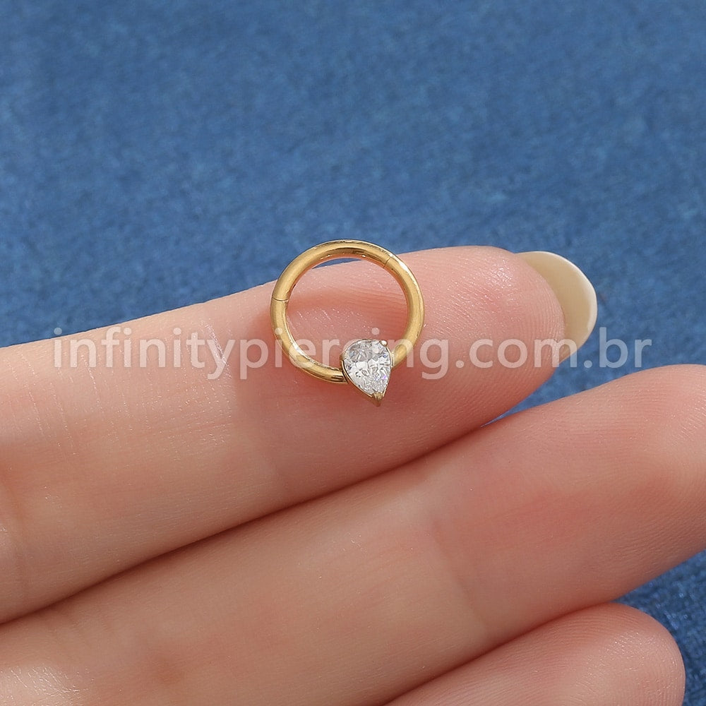 Piercing Argola Titânio Segmento Articulado Zircônia Gota