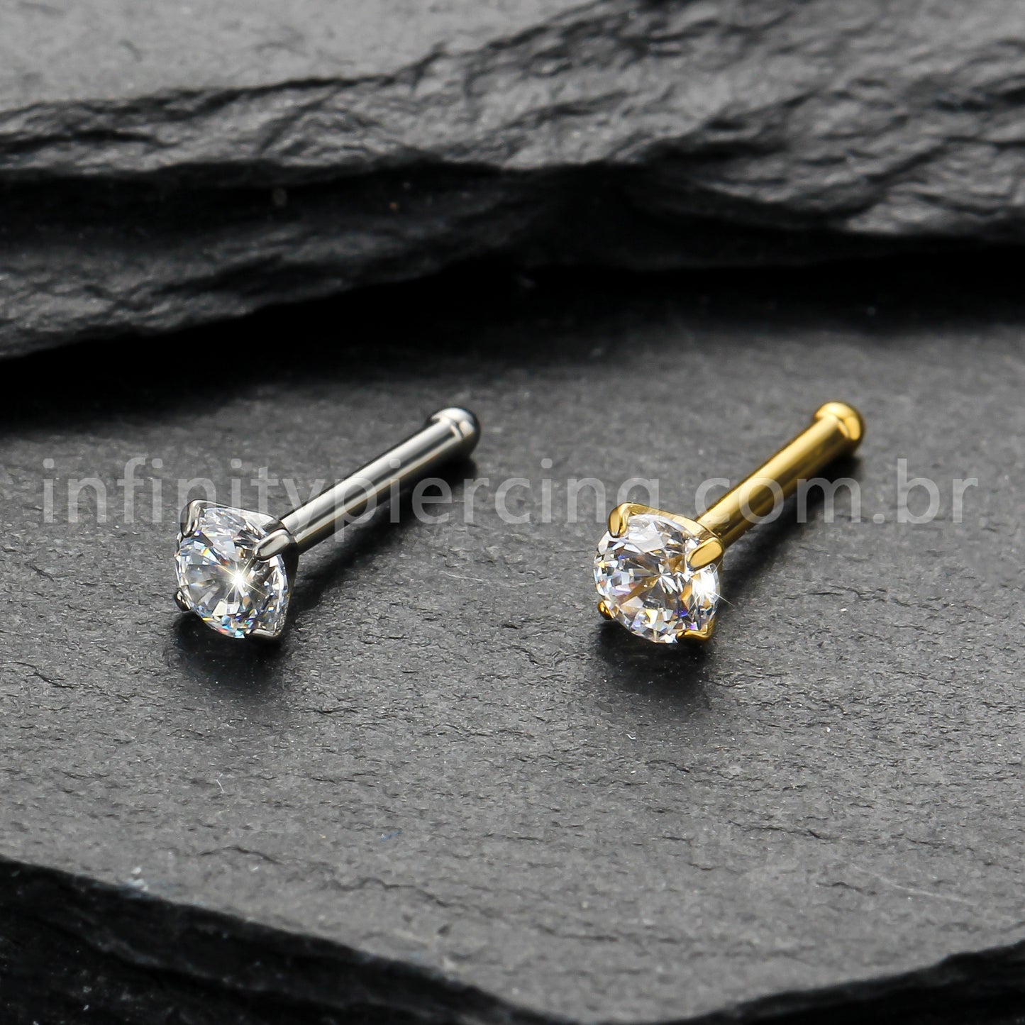 Piercing Nostril Reto Titânio Zircônia Redonda