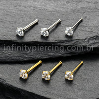 Piercing Nostril Reto Titânio Zircônia Redonda