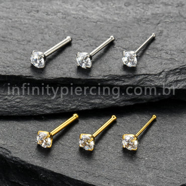 Piercing Nostril Reto Titânio Zircônia Redonda