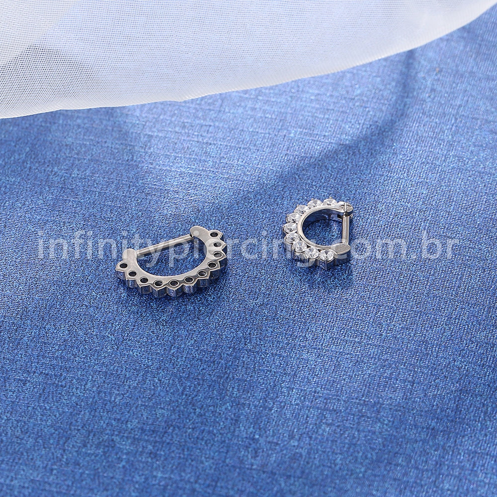 Piercing Meia Argola Titânio Segmento Articulado Zircônia