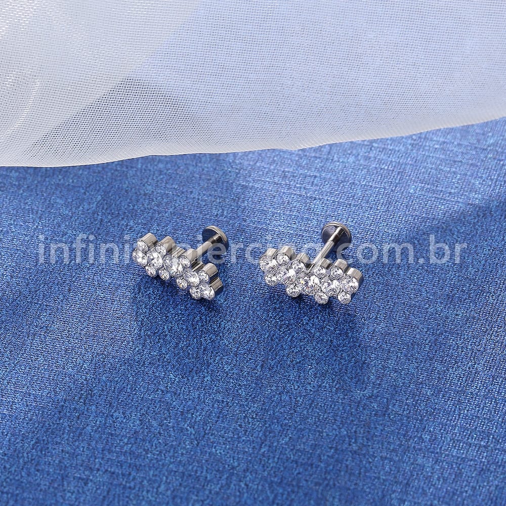 Piercing Labret Titânio Zircônias Cravejadas