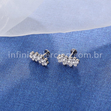 Piercing Labret Titânio Zircônias Cravejadas