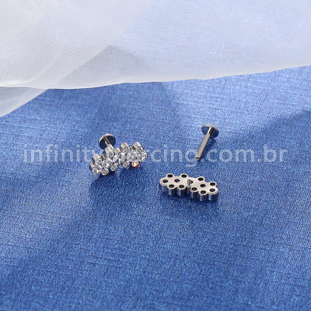 Piercing Labret Titânio Zircônias Cravejadas