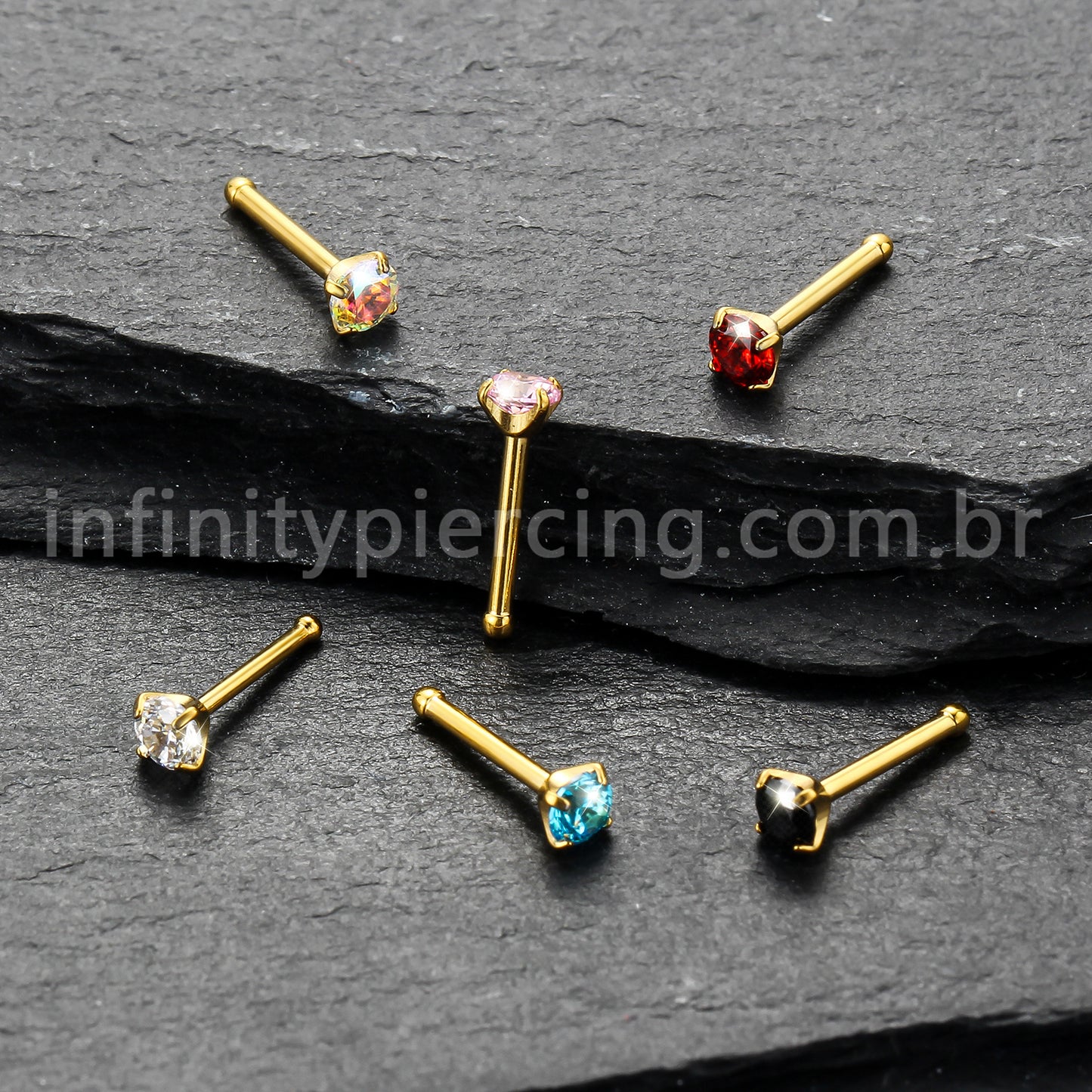 Piercing Nostril Reto Titânio Zircônia Redonda