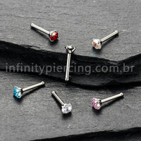 Piercing Nostril Reto Titânio Zircônia Redonda