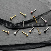 Piercing Nostril Reto Titânio Zircônia Redonda