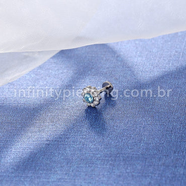 Piercing Labret Titânio Flor Zircônia Cravejada