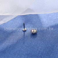 Piercing Labret Titânio Zircônia Cravejada