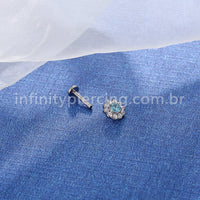 Piercing Labret Titânio Flor Zircônia Cravejada