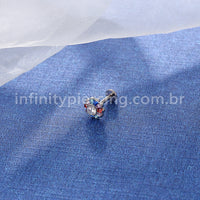 Piercing Labret Titânio Flor Zircônia Cravejada