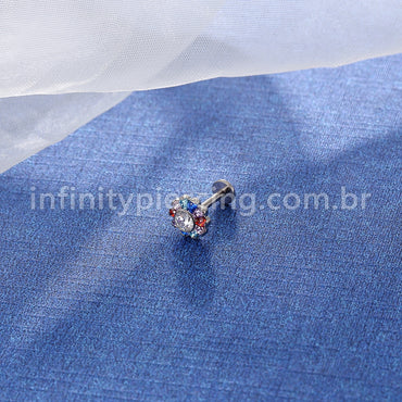 Piercing Labret Titânio Flor Zircônia Cravejada