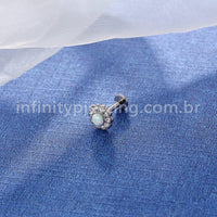 Piercing Labret Titânio Flor Zircônia Cravejada