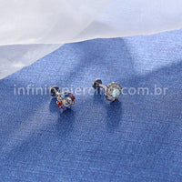 Piercing Labret Titânio Flor Zircônia Cravejada