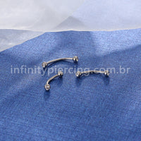 Piercing Microbell Curvo Aço Cirúrgico Zircônia Cravada