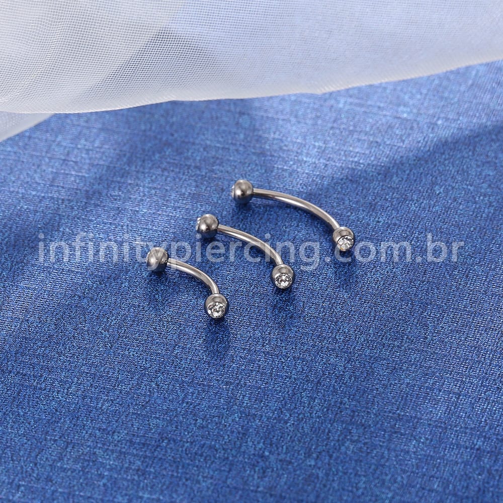 Piercing Minibarbell Curvo Titânio Com Zircônia