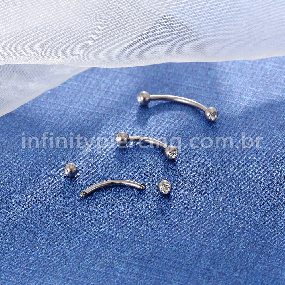 Piercing Minibarbell Curvo Titânio Com Zircônia