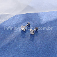 Piercing Labret Titânio Zircônia Cravejada