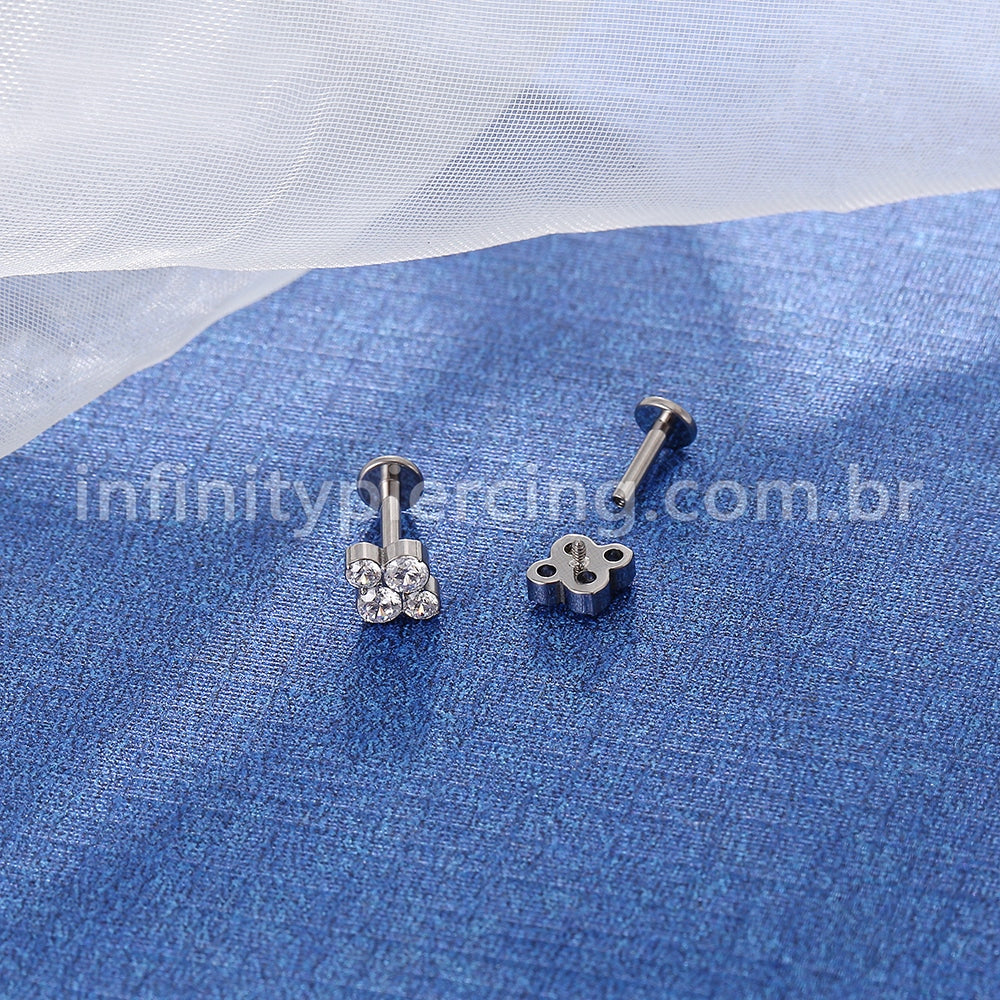 Piercing Labret Titânio Zircônia Cravejada