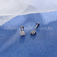 Piercing Labret Titânio Zircônia Cravejada