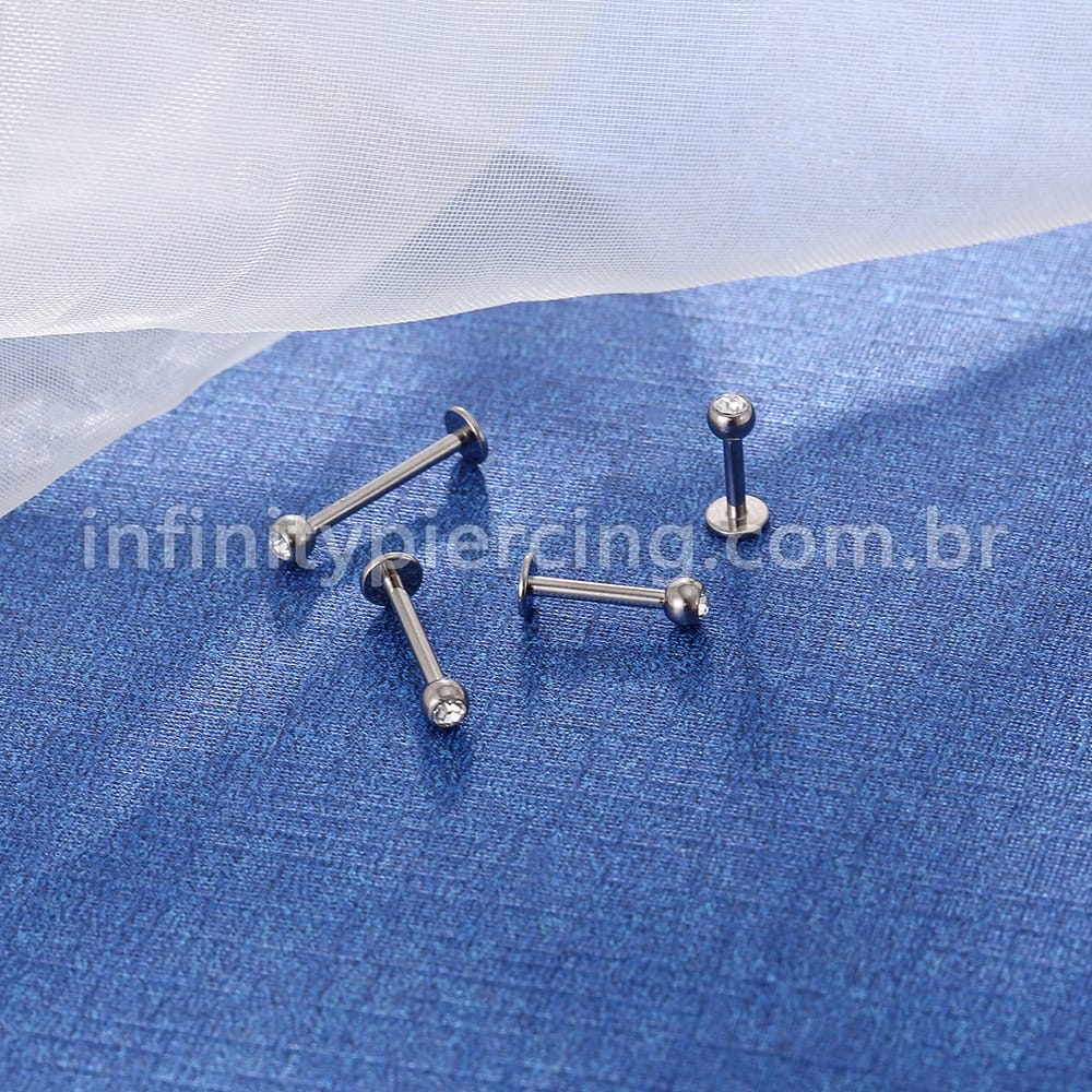 Piercing Labret Aço Cirúrgico Zircônia Rosca Interna