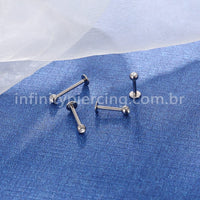 Piercing Labret Aço Cirúrgico Zircônia Rosca Interna