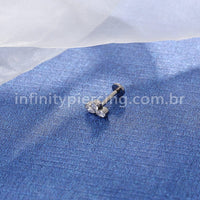 Piercing Labret Titânio Três Zircônias Cravejada