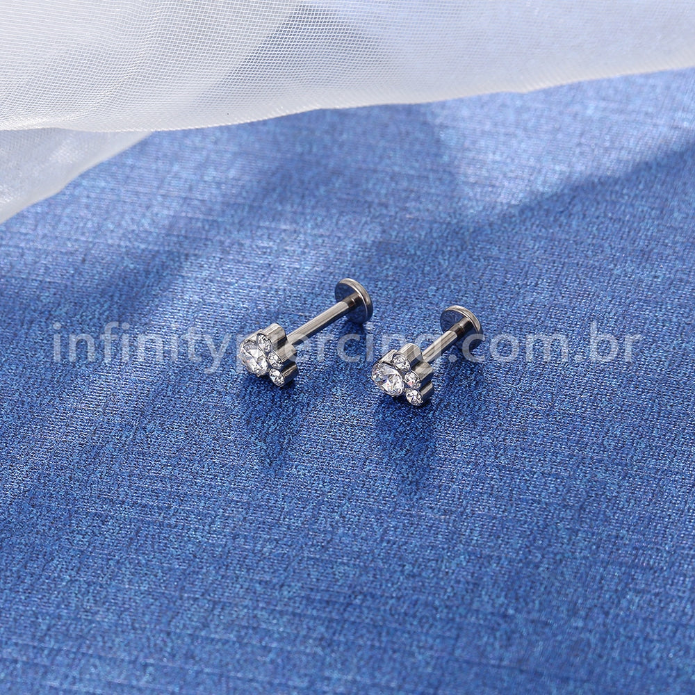 Piercing Labret Titânio Zircônia Cravejada