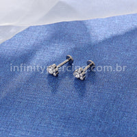 Piercing Labret Titânio Zircônia Cravejada