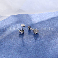 Piercing Labret Titânio Zircônia Cravejada