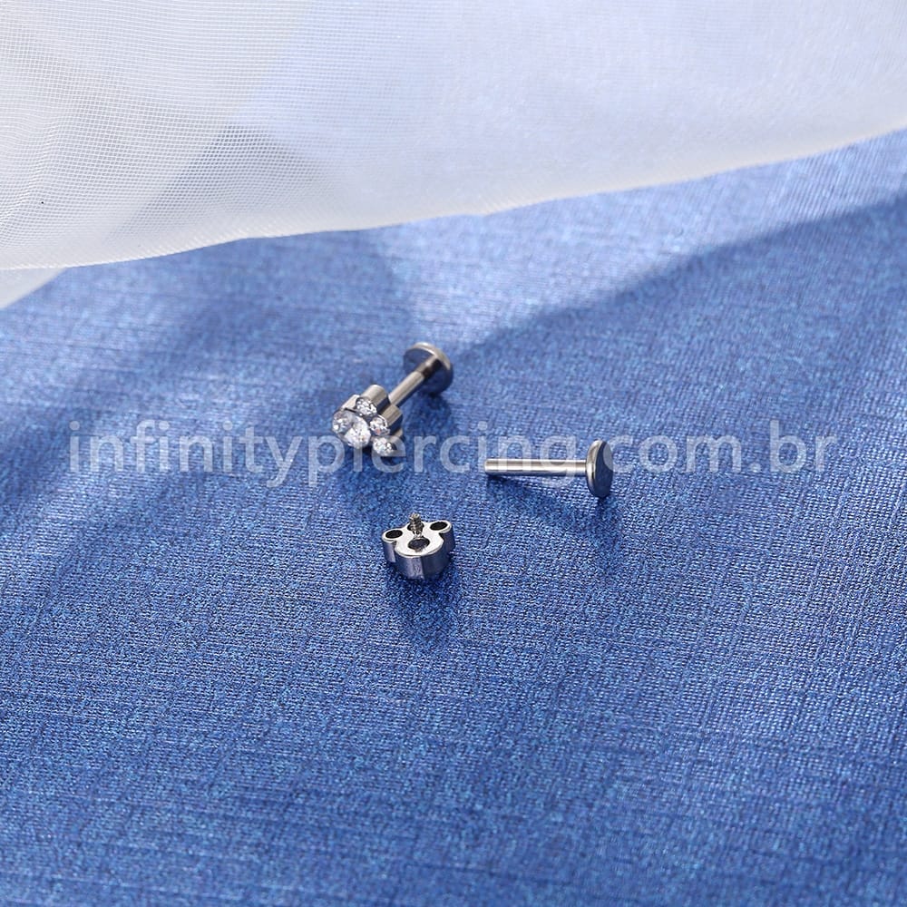 Piercing Labret Titânio Zircônia Cravejada