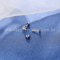 Piercing Labret Titânio Zircônia Cravejada