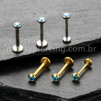 Piercing Labret Titânio Push Pin Zircônia Ponto De Luz Colorida