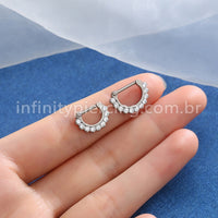 Piercing Meia Argola Titânio Segmento Articulado Zircônia
