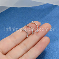 Piercing Minibarbell Curvo Titânio Com Zircônia
