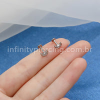 Piercing Labret Titânio Rosca Interna Lua Zircônia