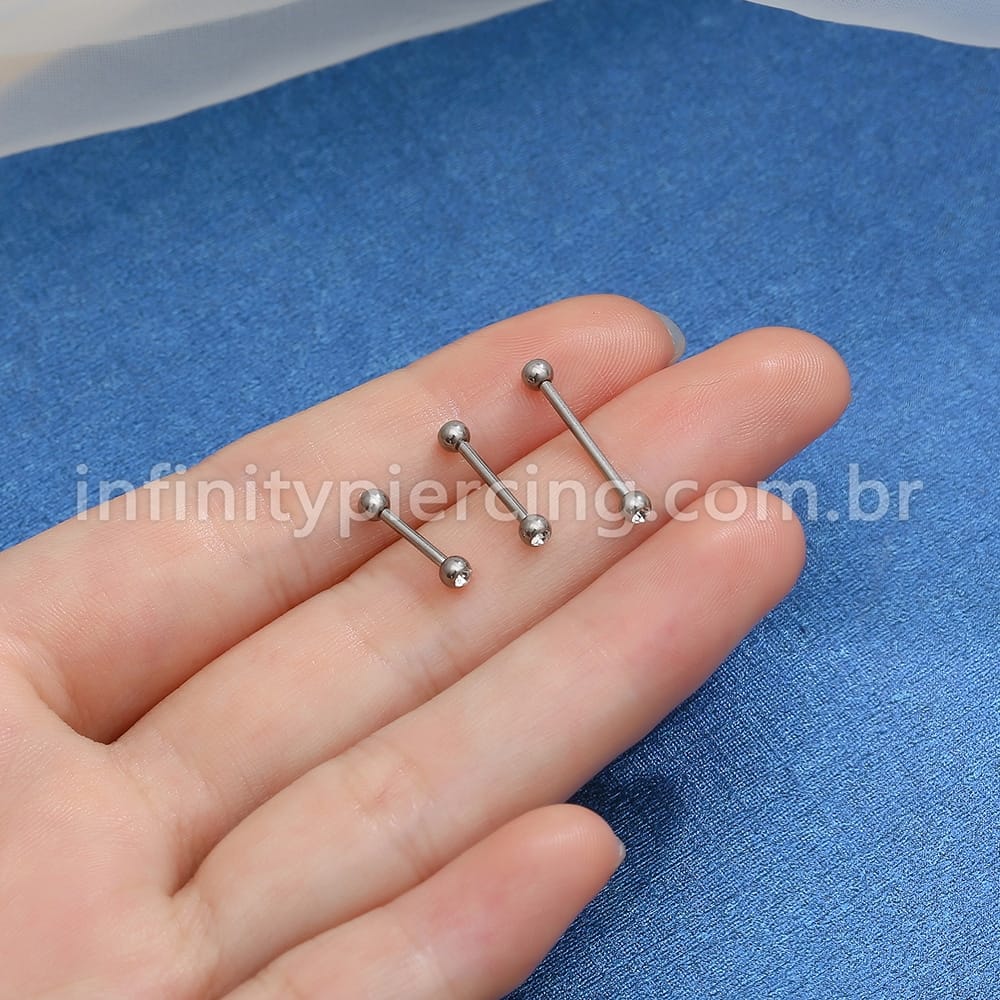 Piercing Barbell Titânio Zircônia Cravada