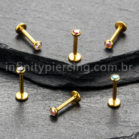 Piercing Labret Titânio Push Pin Zircônia Ponto De Luz Colorida