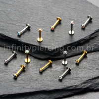 Piercing Labret Titânio Push Pin Zircônia Ponto De Luz Colorida