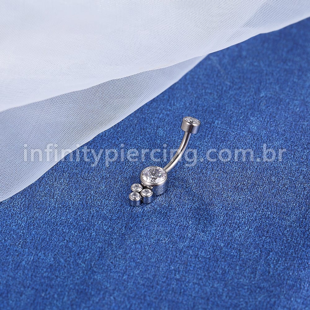 Piercing Banana Titânio Indiano Zircônia/Opala
