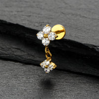 Piercing Labret Titânio Flor Zircônia Cravejada 1.2X8 10217