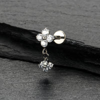 Piercing Labret Titânio Flor Zircônia Cravejada 1.2X8 10217