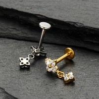 Piercing Labret Titânio Flor Zircônia Cravejada 1.2X8 10217