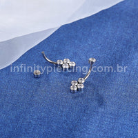 Piercing Banana Aço Cirúrgico 5 Zircônias Cravada